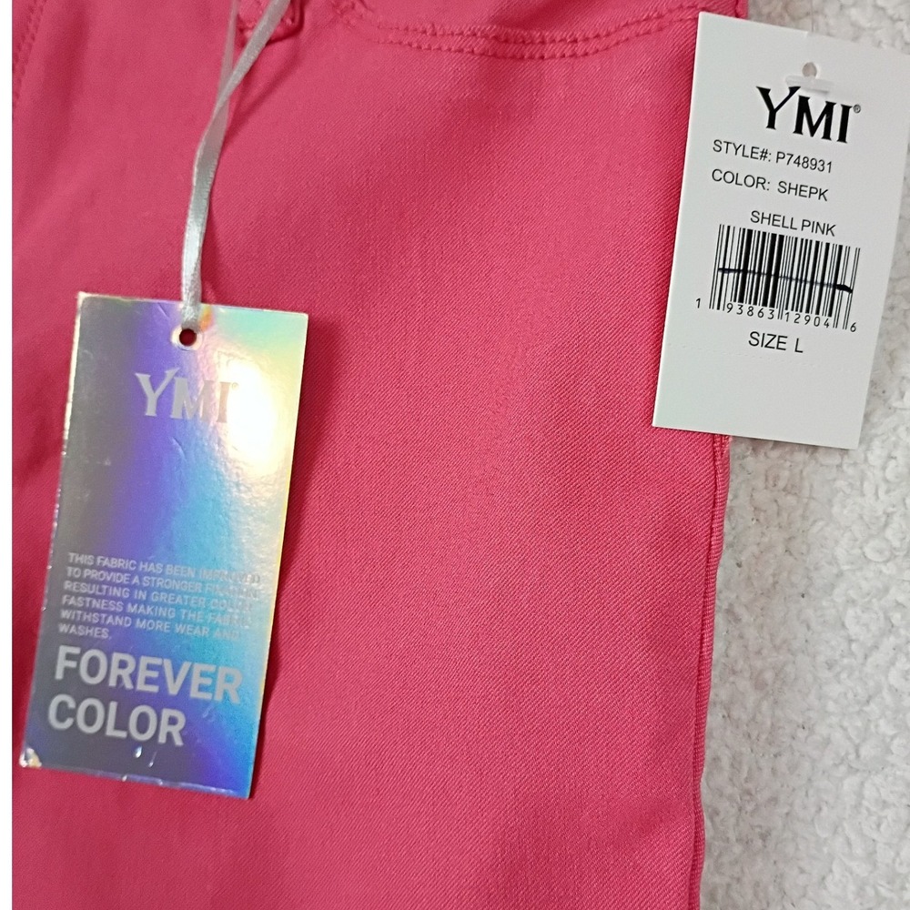 YMI Skinny Pants Women Size L 31X29 Shell Pink Forever Color Hyper Stretch - Picture 6 of 12